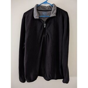 GH Bass & Co Mens XL Black 1/4 Zip Fleece Pullover Cozy Warm Polyester Easy Care